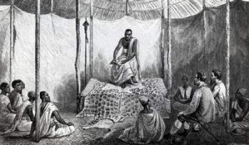 Kamrasi's first Lesson in the Bible, illustration from 'A Journal of the Discovery of the Source of the Nile' by John Hanning Speke, published in 1864 (engraving) | Obraz na stenu