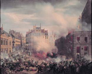 The Burning of the Chateau d'Eau at the Palais-Royal, 24th February 1848 (oil on canvas) | Obraz na stenu