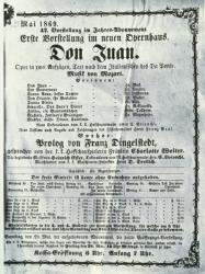 Poster advertising a performance of 'Don Juan' (Don Giovanni) by Wolfgang Amadeus Mozart (1756-91) May 1869 (litho) | Obraz na stenu