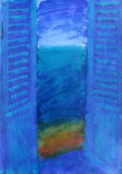 Blue Shutters (acrylic on board) | Obraz na stenu