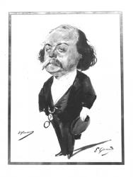 Caricature of Gustave Flaubert, 1867 (w/c) (b/w photo) | Obraz na stenu