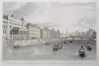 Cloth Mart, Home's Hotel and Queen's Bridge, Usher's Quay, Dublin (colour litho) | Obraz na stenu