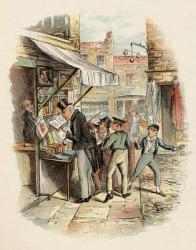 Oliver amazed at the Dodger's mode of 'Going to Work', from 'The Adventures of Oliver Twist' by Charles Dickens (1812-70) 1838, published by Chapman & Hall, 1901 (colour litho) | Obraz na stenu
