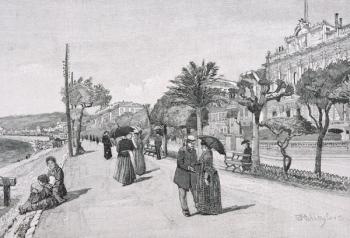 Promenade des Anglais, Nice, France, from 'The Picturesque Mediterranean', Volume 3, published by Cassell and Co. Ltd., 1880s-90s (engraving) | Obraz na stenu