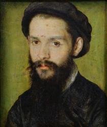 Portrait presumed to be Clement Marot (1496-1544) (oil on panel) (detail of 246497) | Obraz na stenu