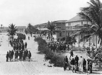 Senegalese soldiers barracks in N'Dartout, c.1900 (b/w photo) | Obraz na stenu