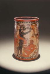 Vessel depicting a priest blessing a warrior (earthenware) | Obraz na stenu