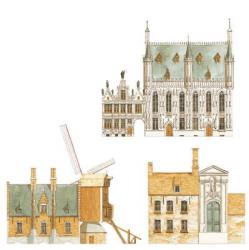 Bruges, Belgium. Town hall and traditional houses | Obraz na stenu
