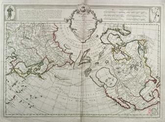 Map of the New Discoveries to the North of the South Seas, 1750 (coloured engraving) | Obraz na stenu