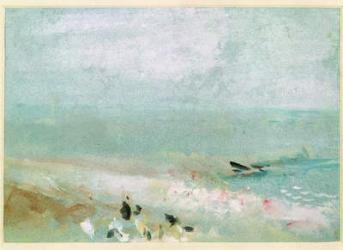 Beach with figures and a jetty. c.1830 (w/c & gouache) | Obraz na stenu