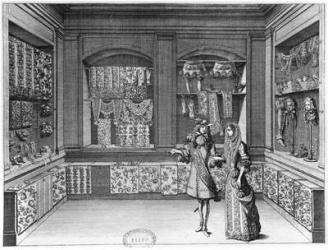 The Shop of Galanteries, illustration from 'Recueil d'ornements', late 17th century (engraving) (b/w photo) | Obraz na stenu