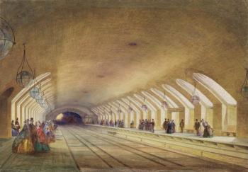 Baker Street Station, 1863 (w/c & bodycolour with pen & ink on paper) | Obraz na stenu