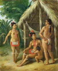 A Leeward Islands Carib Family outside a Hut, c.1780 (oil on canvas) | Obraz na stenu