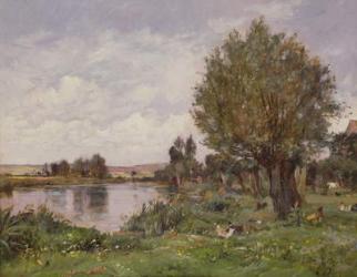 Rural river scene, 1875 (oil on panel) | Obraz na stenu