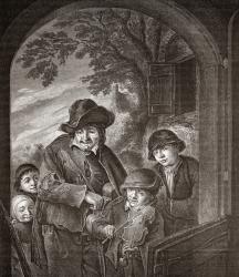 Les Musiciens Ambulants by Adriaen van Ostade. The Buskers. From Histoire des Peintres de Toutes les Écoles, École Hollandaise, published 1863. (litho) | Obraz na stenu