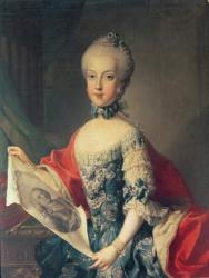 Archduchess Maria Carolina (1752-1814), thirteenth child of Maria Theresa of Austria (1717-80), wife of Ferdinand I (1751-1825) King of the Two Sicilies, holding a portrait of her father Emperor Francis I (1708-65) | Obraz na stenu
