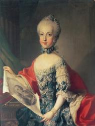 Archduchess Maria Carolina (1752-1814), thirteenth child of Maria Theresa of Austria (1717-80), wife of Ferdinand I (1751-1825) King of the Two Sicilies, holding a portrait of her father Emperor Francis I (1708-65) | Obraz na stenu