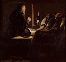 The Ecstasy of St. Francis, A Monk at Prayer with a Dying Monk, 1640-45 (oil on canvas) | Obraz na stenu
