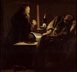 The Ecstasy of St. Francis, A Monk at Prayer with a Dying Monk, 1640-45 (oil on canvas) | Obraz na stenu