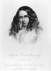 Portrait of Elizabeth Barrett Browning (1806-61) in 1859, engraved by G. Cook (engraving) (b&w photo) | Obraz na stenu