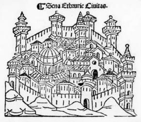 View of Siena, from 'Supplementum chronicarum', edition published in 1490 (woodcut) | Obraz na stenu