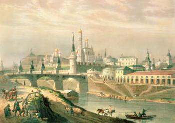 View of the Moscow Kremlin, 1830 (colour lithograph) | Obraz na stenu