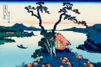 Lake Suwa in the Shinano province, c.1830 (woodblock print) | Obraz na stenu