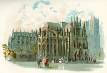 Westminster Abbey in the 19th century, formally titled the Collegiate Church of St Peter at Westminster, City of Westminster, London, England. From Cassell's History of England, published c.1901 | Obraz na stenu