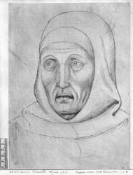Head of a monk, from the The Vallardi Album (pen & ink on paper) (b/w photo) | Obraz na stenu