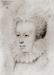 Queen Margot, Margeurite de Valois, 1553-1615 aged 20. 1st wife of Henry IV, daughter of Henry II of France and Catherine de Medicis. From an engraving after a drawing by an unknown artist. | Obraz na stenu
