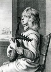 Baroque Lute player (engraving) | Obraz na stenu