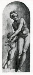 Venus and Amor, 17th Century (engraving) | Obraz na stenu