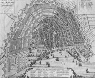 Map of Amsterdam, 1662 (engraving) (b/w photo) | Obraz na stenu