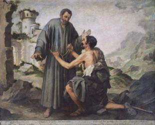 Fray Ginepero and the poor Man (oil on canvas) | Obraz na stenu
