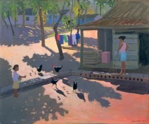 Hens and Chickens, Cuba, 1997 (oil on canvas) | Obraz na stenu