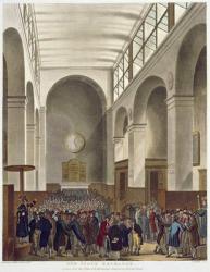 The New Stock Exchange, Bartholomew Lane, from Ackermann's 'Microcosm of London', published 1809 (coloured aquatint) | Obraz na stenu