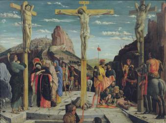 Calvary, central predella panel from the St. Zeno of Verona altarpiece, 1456-60 oil on panel) | Obraz na stenu