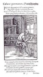 The Gem Engraver, published by Hartman Schopper (woodcut) (b/w photo) | Obraz na stenu