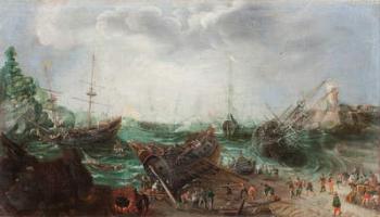 Harbour scene, c.1615 (oil on canvas) | Obraz na stenu