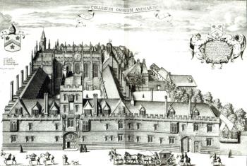 All Souls College, Oxford University, 1675 (engraving) (b/w photo) | Obraz na stenu