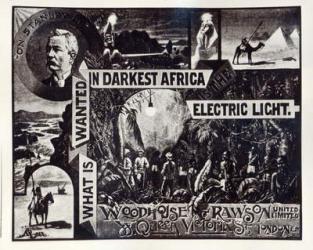 'What is Wanted in Darkest Africa is the Electric Light', advertisement for Woodhouse & Rawson ltd (litho) (b/w photo) | Obraz na stenu