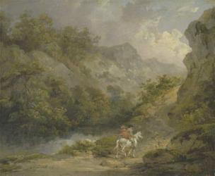 Rocky Landscape with Two Men on a Horse, 1791 (oil on panel) | Obraz na stenu