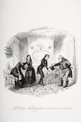 Mr. Ralph Nickleby's first visit to his poor relations, illustration from `Nicholas Nickleby' by Charles Dickens (1812-70) published 1839 (litho) | Obraz na stenu