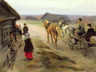 Arrival of a School-Mistress in the Country, c.1908-14 (oil on canvas) | Obraz na stenu