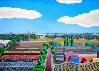 Thames Gateway Summer, (oil on canvas) | Obraz na stenu