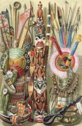 Weapons, utensils and ornaments of American Indians, from 'The History of Mankind', Vol.1, by Prof. Friedrich Ratzel, 1896 (litho) | Obraz na stenu