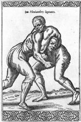 Turkish Wrestlers, illustration from 'Les navigations, peregrinations et voyages, faicts en la Turkie' by Nicolas de Nicolay, published in 1577 (woodcut) | Obraz na stenu