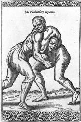 Turkish Wrestlers, illustration from 'Les navigations, peregrinations et voyages, faicts en la Turkie' by Nicolas de Nicolay, published in 1577 (woodcut) | Obraz na stenu