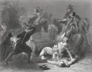 The murder of Lord Kilwarden by Robert Emmet's rebels in Dublin, Ireland, 1803, from 'The History of Ireland' by Thomas Wright, published c.1854 (engraving) | Obraz na stenu