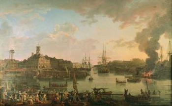 View of the port of Brest from the covered docks in 1795, 1795 (oil on canvas) | Obraz na stenu